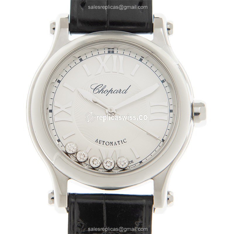 Chopard Happy Sport Replica - Automatic - Silver - Steel Case - Black Alligator Strap